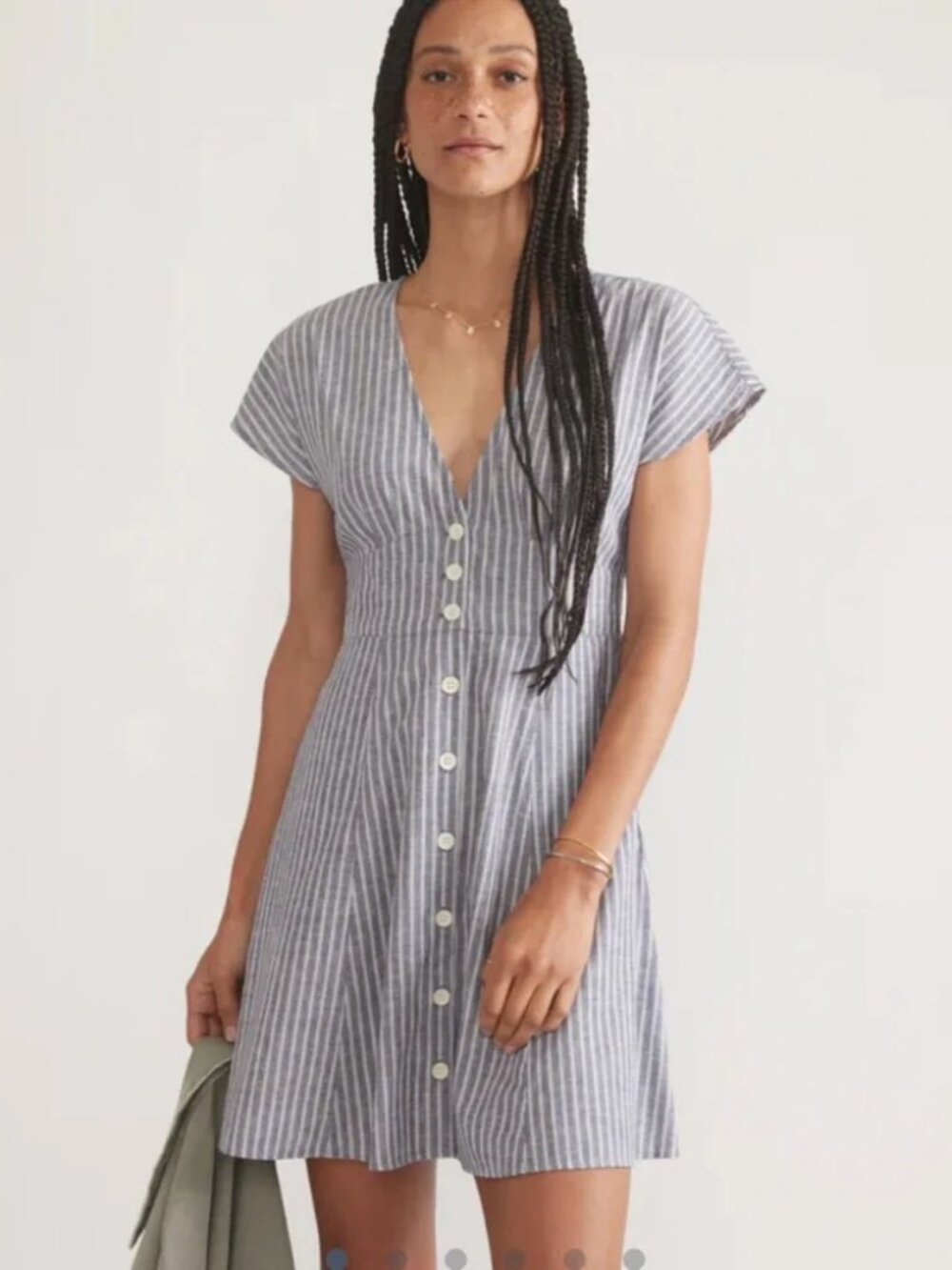 MARINE LAYER Camilla Mini Dress, Blue and White Striped, Women's Size Medium